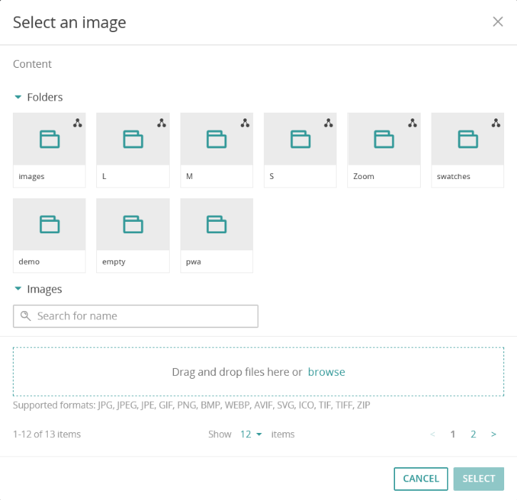 Media assets dialog