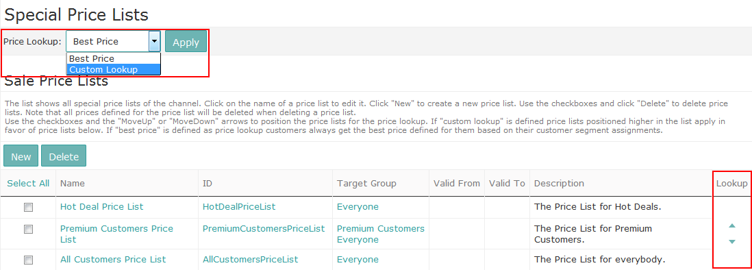 Lookup strategies for multiple prices