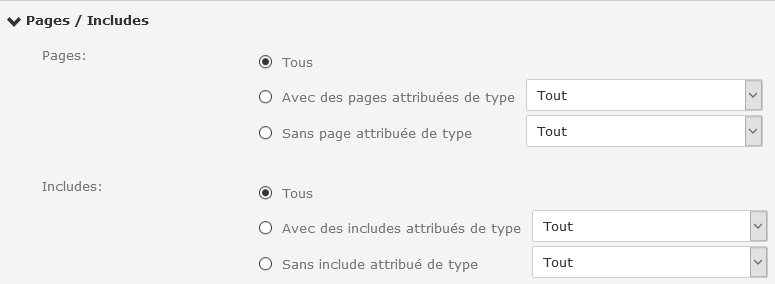 Advanced product search: Pages/includes