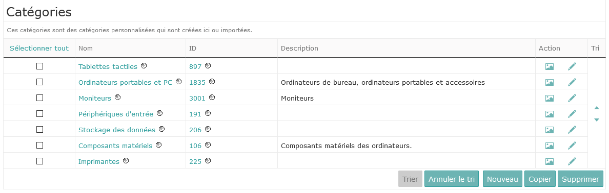 Sorting categories manually