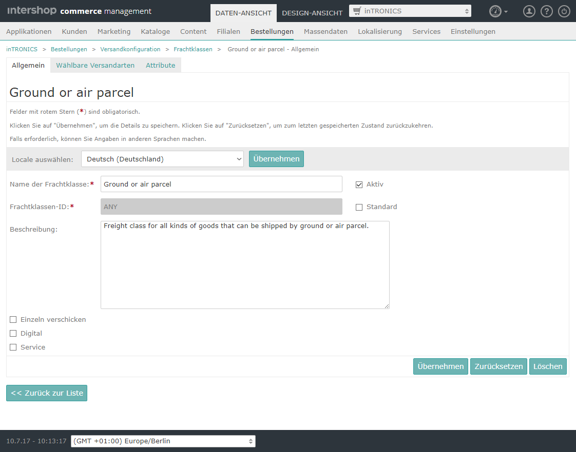 Detailansicht mit Registern