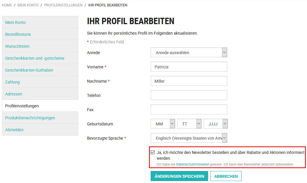 Example: Enabling Newsletter Subscription in the Storefront