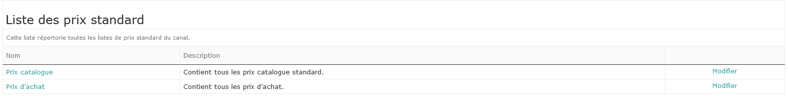 Listes de prix pour la gestion des prix de catalogue et prix d’achat
